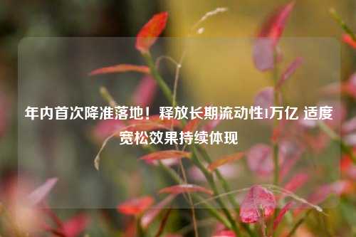 年内首次降准落地！释放长期流动性1万亿 适度宽松效果持续体现  第1张