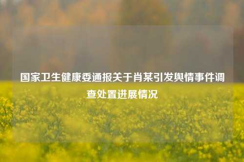 国家卫生健康委通报关于肖某引发舆情事件调查处置进展情况  第1张
