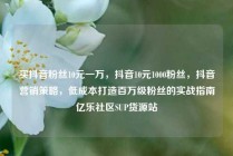 买抖音粉丝10元一万，抖音10元1000粉丝，抖音营销策略，低成本打造百万级粉丝的实战指南亿乐社区SUP货源站