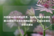 抖音刷1000粉丝网站免费，如何在抖音上快速积攒1000粉丝并获得免费网站推广？亿乐社区低价自营货源站