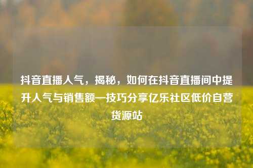 抖音直播人气，揭秘	，如何在抖音直播间中提升人气与销售额—技巧分享亿乐社区低价自营货源站  第1张