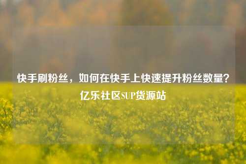 快手刷粉丝	，如何在快手上快速提升粉丝数量？亿乐社区SUP货源站  第1张
