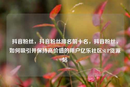 抖音粉丝	，抖音粉丝排名前十名，抖音粉丝，如何吸引并保持高价值的用户亿乐社区SUP货源站  第1张