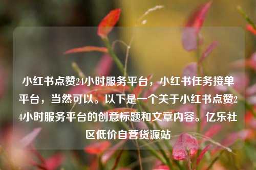 小红书点赞24小时服务平台，小红书任务接单平台，当然可以。以下是一个关于小红书点赞24小时服务平台的创意标题和文章内容	。亿乐社区低价自营货源站  第1张