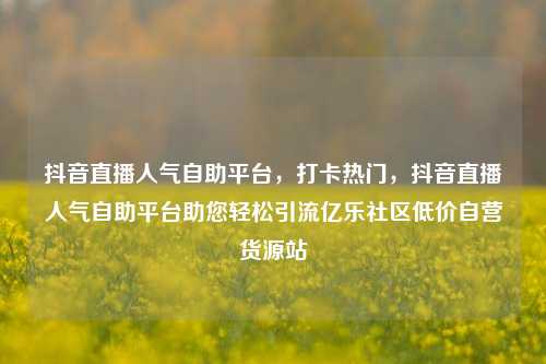 抖音直播人气自助平台，打卡热门	，抖音直播人气自助平台助您轻松引流亿乐社区低价自营货源站  第1张